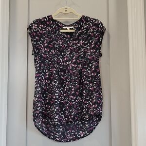 Fun 2 Fun Dark and Pink Leaf Print Blouse